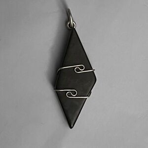 Wire Wrapped Black Shungite Pendant